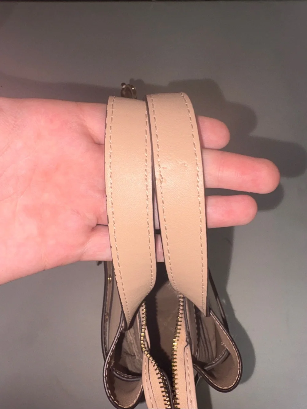 Michael Kors Nude tan Pebbled Leather Satchel with Gold Hardware